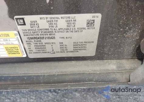 2015 Chevrolet Traverse 1Lt from USA, damaged, VIN 1GNKRGKD2FJ189428